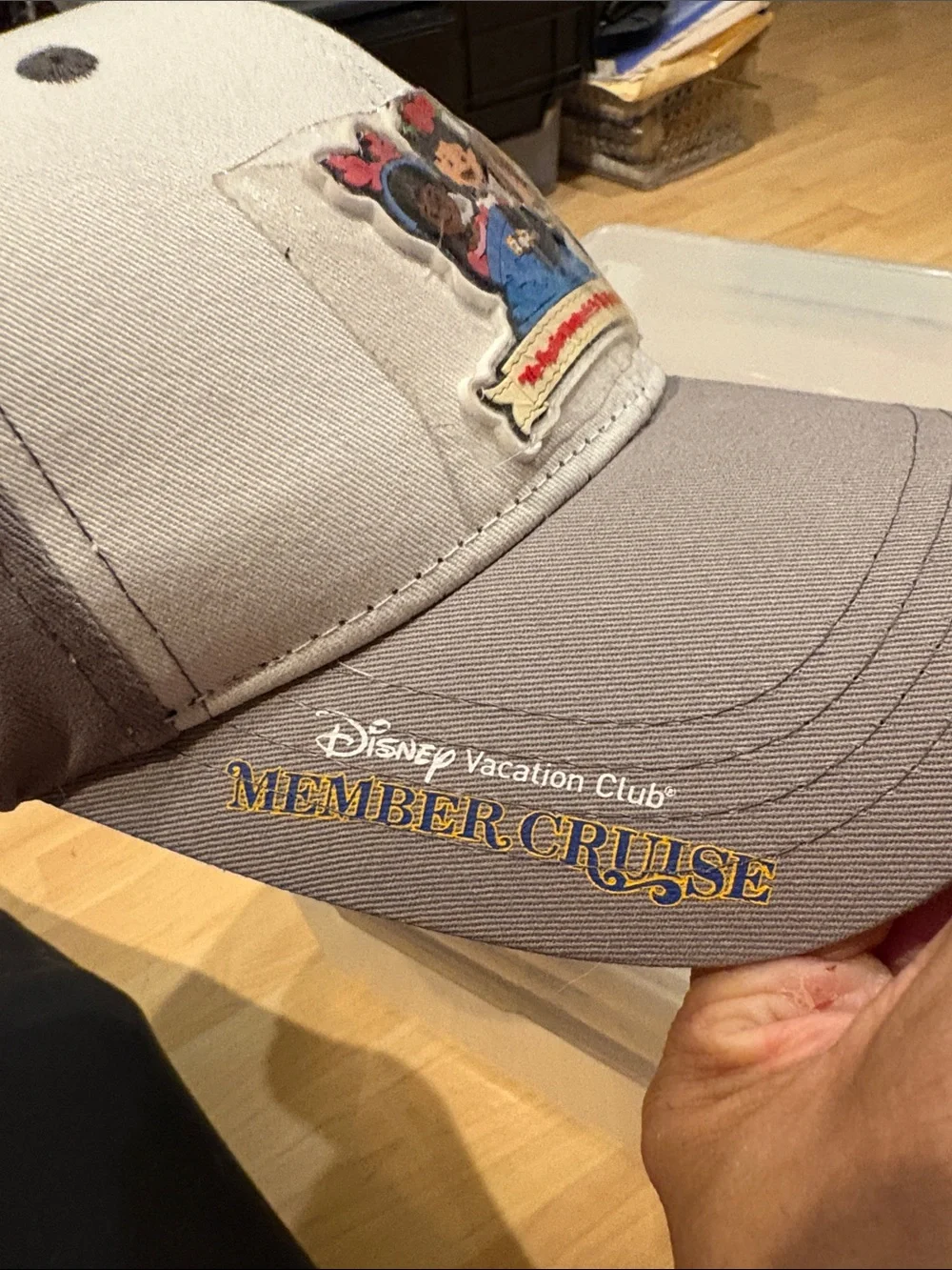 Disney Vacation Club Trucker Hat with Multi-Character Patch - White & Gray